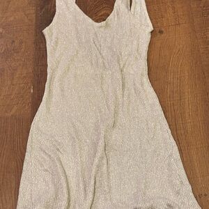 BCBGMaxAzria Shimmering Cream Mini Dress